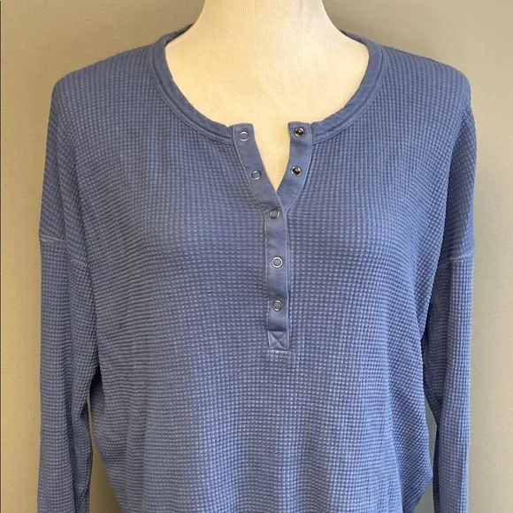 Aerie Gray Ribbed Long Sleeve Blouse - Picture 3 of 9